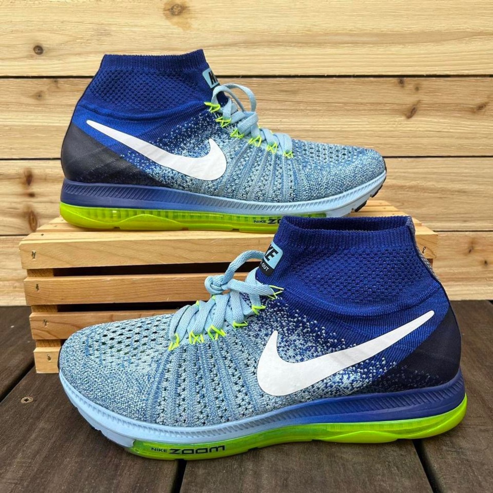 Blue/Green Zoom All Out Flyknit Nike Sneakers Running Athletic Shoes